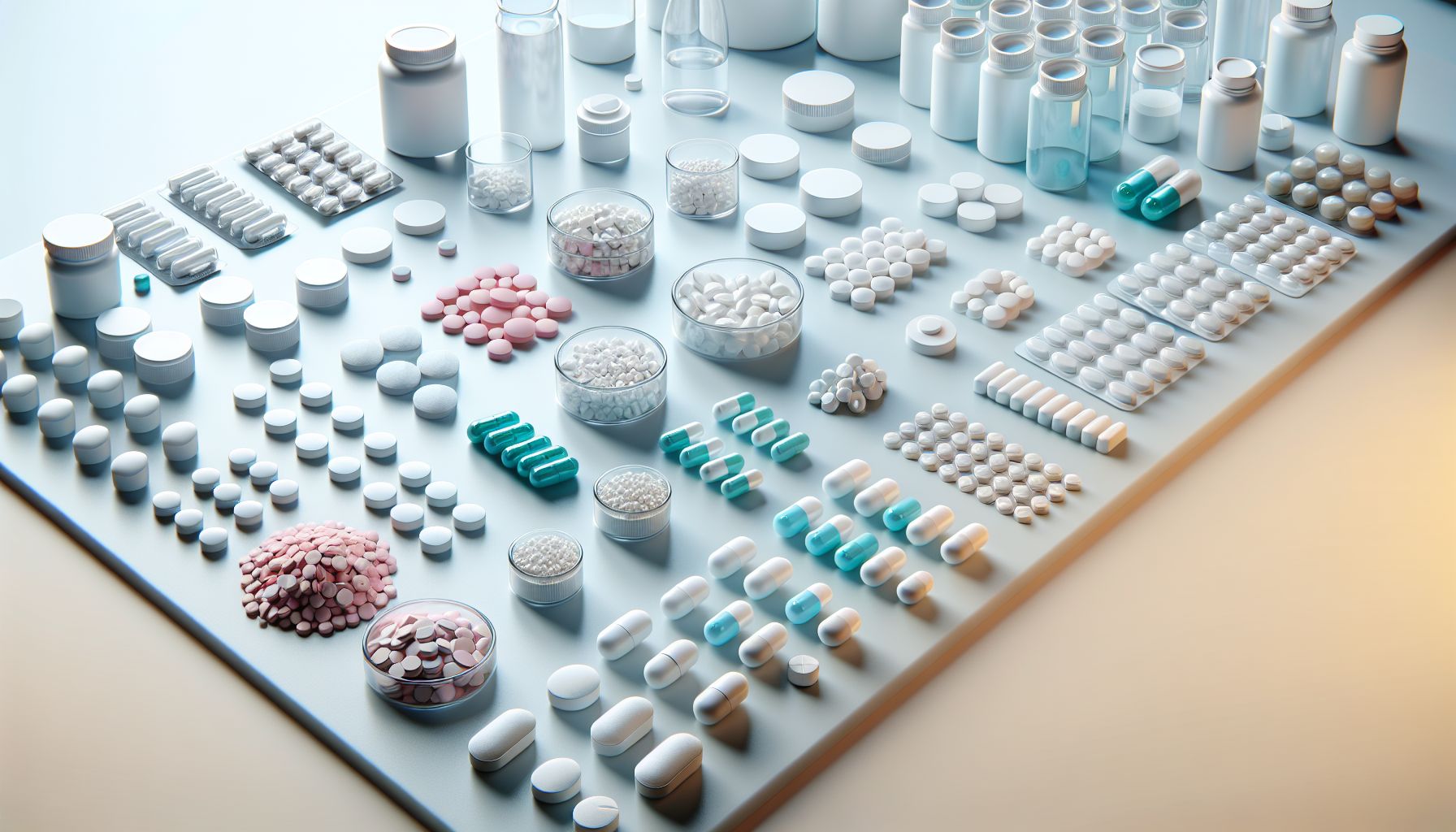 A collection of best pills for enhancing erection laid out on a table